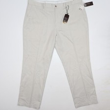NWT Greg Norman Men's Flat Front Casual Trouser Pants White Fog Size 40W 30L