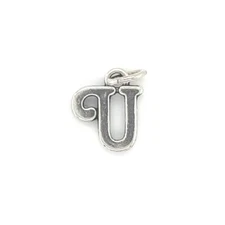 STERLING SILVER "U" CHARM WITH JUMP RING alphabet letter words initial baby 925