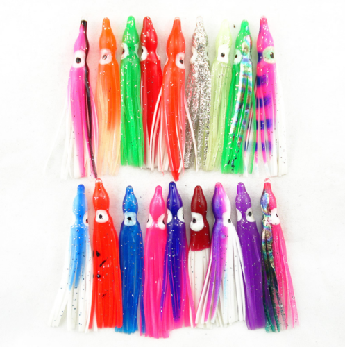 50 un. 5/10/12/15 cm Plástico Suave Pulpo Señuelos Hoochie Calamar Falda Señuelos Trolling - Imagen 2 de 12