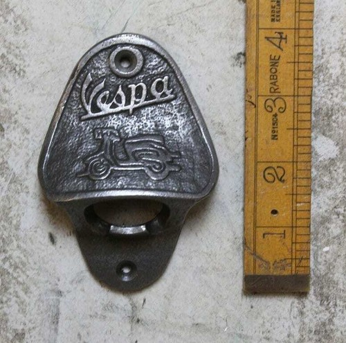 VESPA Rustic Cast Iron Bottle Opener Wall Mounted With Matching Screws - Picture 2 of 2