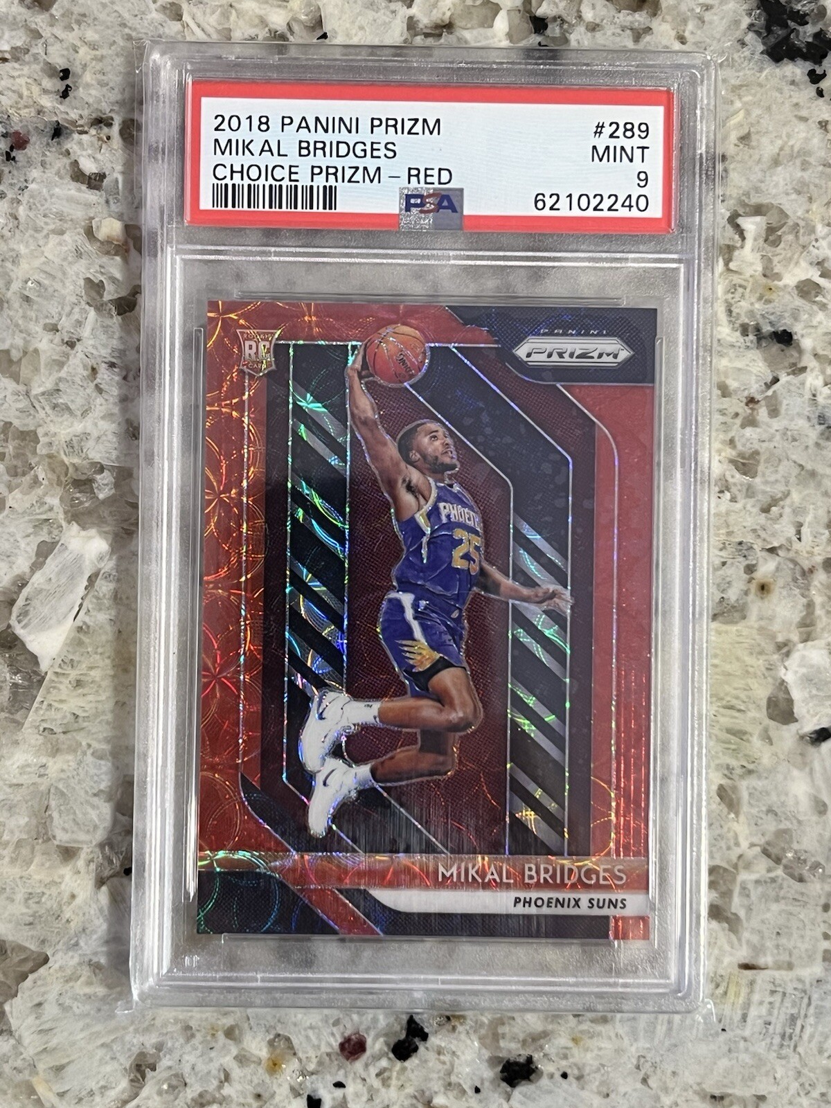 2018 Panini Prizm Mikal Bridges Choice Prizm Red Rookie RC /88 PSA 9