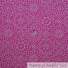 BonEful FABRIC Cotton Quilt VTG Pink White Damask Lace Flower Pattern Girl SCRAP