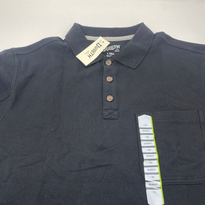 Duluth Trading Co. Mens Large Tall Solid Black Short Sleeve Polo Shirt NWT