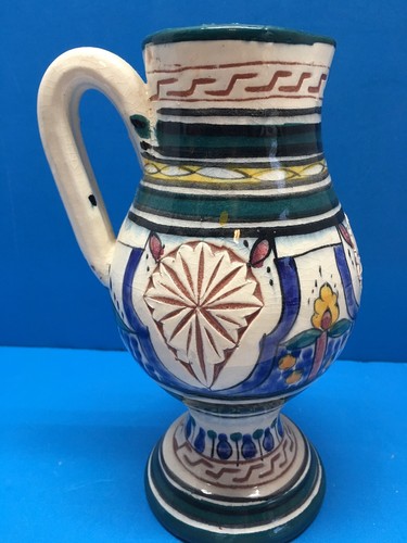 Jarra de Cerámica Marrocana Hecha a Mano Finamente Enloquecida Pintada a Mano Esmaltada - Imagen 3 de 8