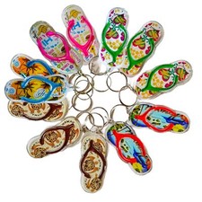 Hawaiian Flip-Flop Keychains - Single or 12-Pack Tropical Acrylic Slipper Key