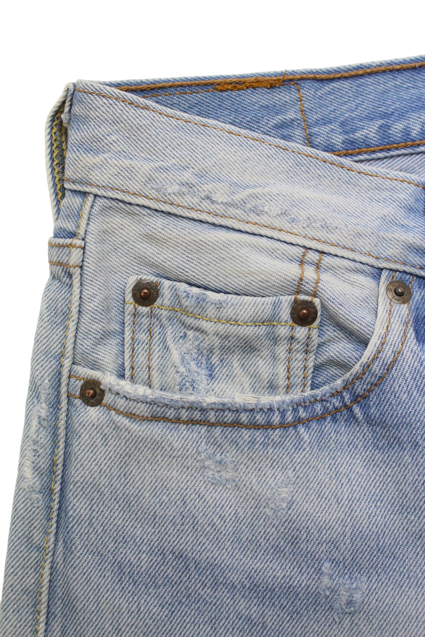 Levi's 501 CT Jeans Mens W24/L32 Customised Tapered Ripped Distressed Button thumbnail 6