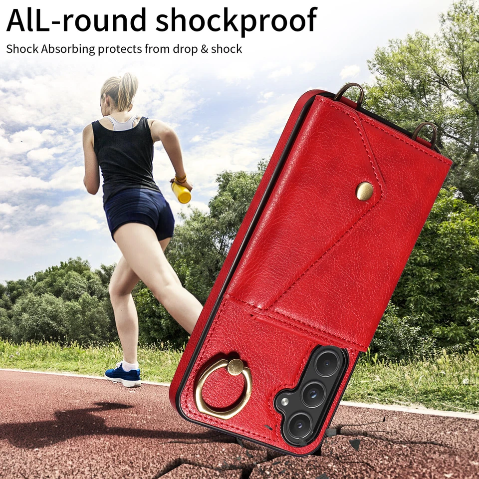 Funda de teléfono tipo billetera con cordón para Samsung Galaxy A72 A52 A25 A32 A22 A04 Foto 4 de 4