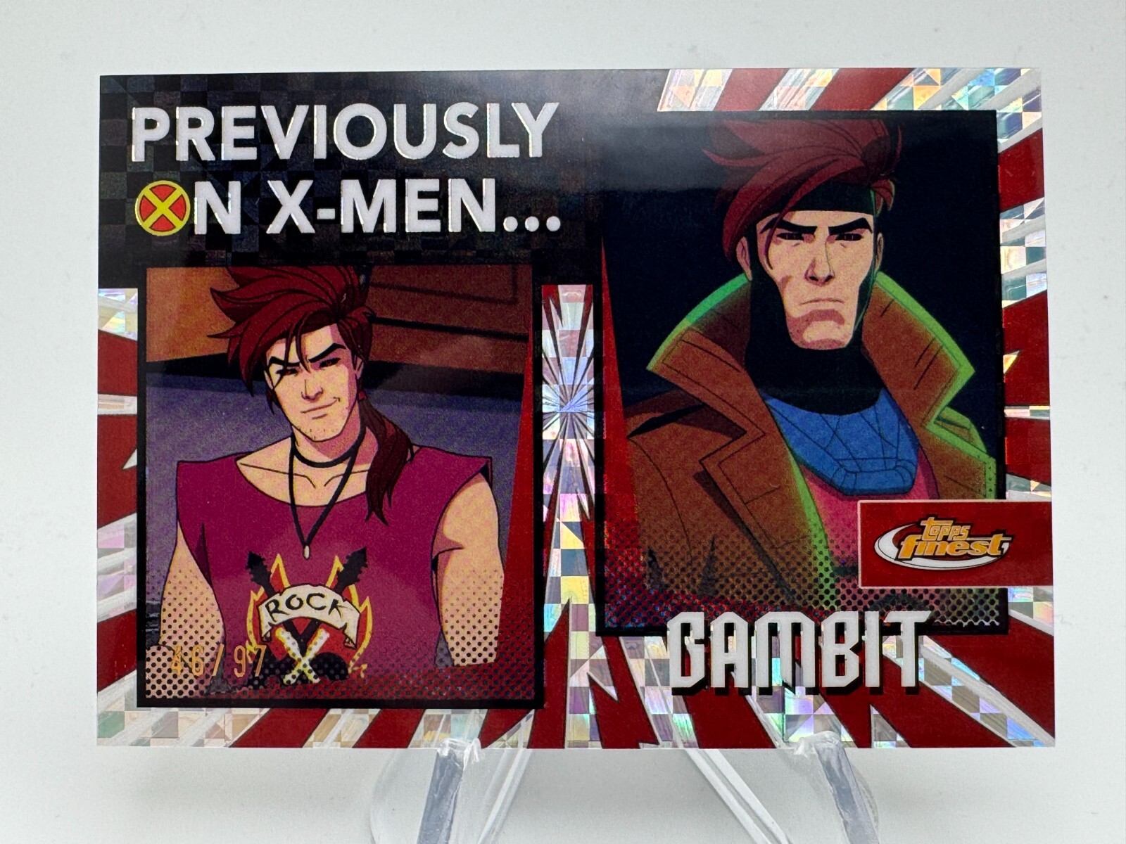 2025 Topps Finest X-Men ’97 GAMBIT Previously on X-Men X-Fractor /97 #PO25