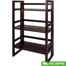 Folding Bookcase Collapsible 3 Shelf Portable Storage Unit Sturdy Design 
