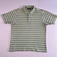 Grand Slam Men s Green Striped Short Sleeve Polo Shirt Penguin Logo Golf L
