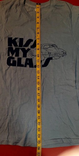 Vintage 1977 "Kiss My Glass" Corvette Fiberglass T-shirt M 50/50 Blend Blue - Picture 6 of 9