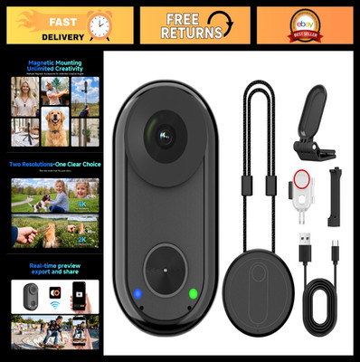 4K Mini Body Camera - Hands-Free POV, WiFi Action Camera, Magnetic Quick Release