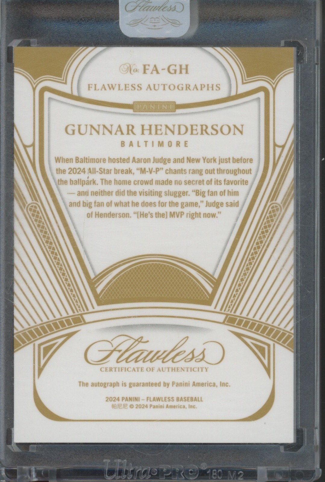 2025 Panini Flawless Blue Gunnar Henderson 10/15 Auto RC Rookie view 2