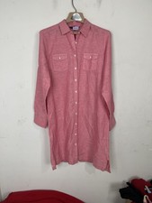 Brooks Brothers 346 Womens Pink Linen Cotton Blend Button Down Shirt Dress 12