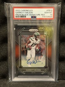 2022 Chronicles Garrett Wilson Prizm Black Signature Red /99 Rookie Card PSA 10 