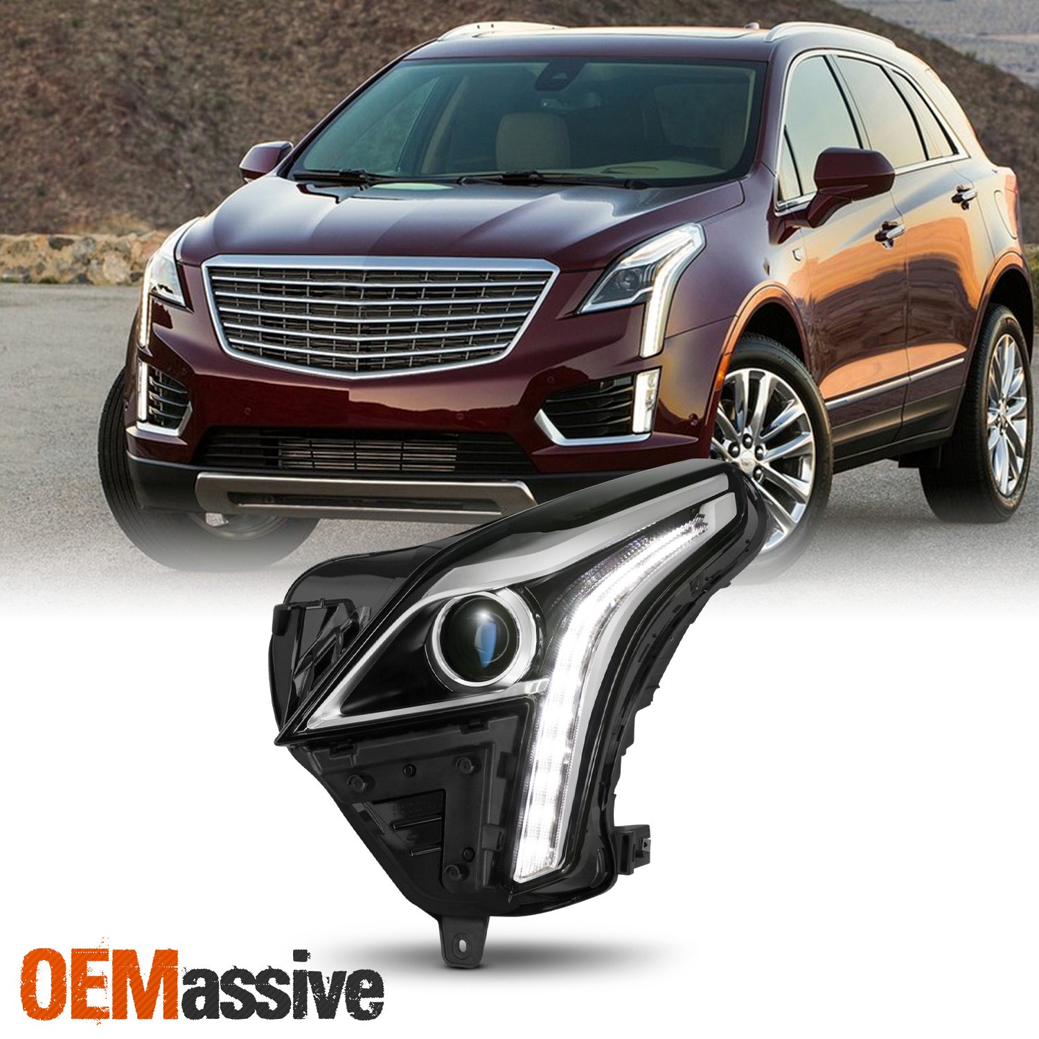 For 2017-2024 Cadillac XT5 LED DRL Halogen Projector Headlights Driver Side