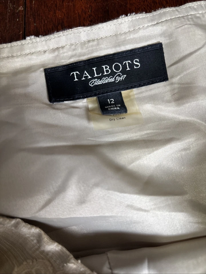 Falda envolvente Talbots lino algodón seda talla 12 floral fiesta boda carrera viaje Foto 2 de 4