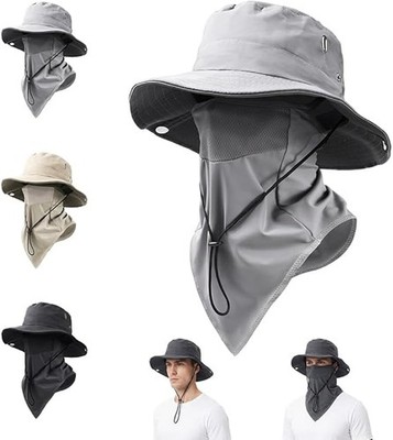 Breathable Fisherman Hat with Detachable Face Mask,Fisherman's Sun-Protective