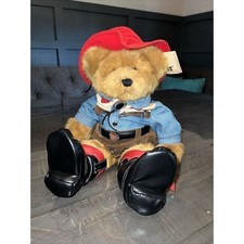 Russ Berrie Moondance Cowboy Teddy Bear Plush Red Hat Denim Shirt Boots 1801