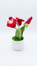 Handmade Crochet Flower Pot | Unique Knitted Rose Decor | Cute Hand  Gift Idea