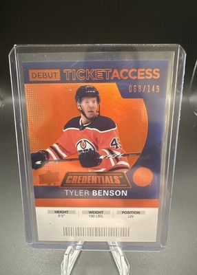 2020-21 Upper Deck Credentials Debut Ticket Access Tyler Benson #95 Orange /149