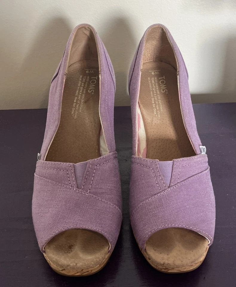TOMS Michelle 经典楔形鞋露趾凉鞋女式 W9 紫色 — 第 2/4 张图片