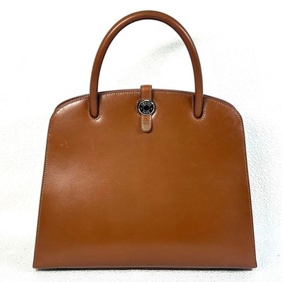 Auth HERMES Dalvi MM Handbag Box calf Brown E Stamp