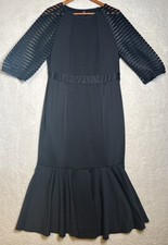 Shein Curve Dress Womens 1XL Black Pullover Side Zip Kick Skirt Flared Sleeve