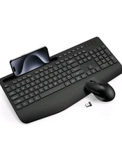 Wireless Keyboard and Mouse Combo - Full-Sized Ergonomic Keyboard.
