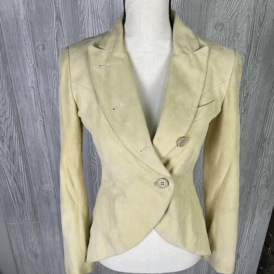 Chaqueta Blazer Brunello Cucinelli Vera Pelle Asimétrica Cuero Drapeado Italiana Si Foto 2 de 4