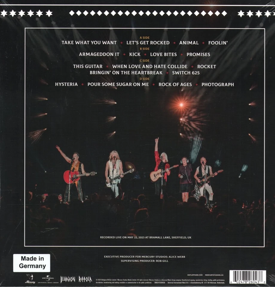 Def Leppard Diamond Star Heroes Live From Sheffield double LP vinyl Europe - Image 3 of 3
