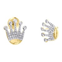 JFL 10K Gelbgold Rund Diamant Ohrstecker Kronen Cluster 13Mm Pave 0,25 Ct