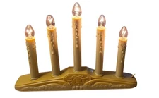 5 Light Electric Candolier Indoor Christmas Candle Lamp Ivory Plastic with Bulbs