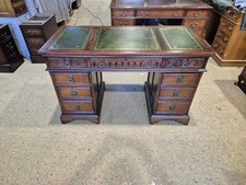 STUNNINGLY RESTORED OLD CHARM WOOD BROS CARVED SOLID OAK ANTIQUE STYLE DESK