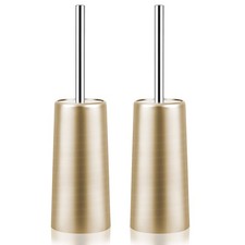 2 Pack Toilet Brush and Holder-with 304 Stainless Steel Long Handle-Toilet Bo...