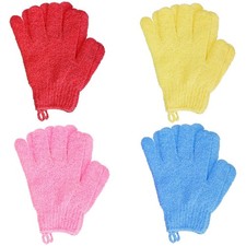 4 Pairs Bath Exfoliating Gloves Scrub, Double Sided Bath Mitts Scrubs for Sho...