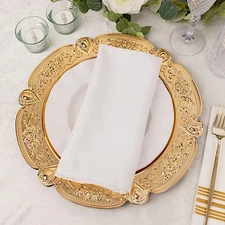 GOLD 6 Round 13" Floral Embossed Plastic CHARGER PLATES Scalloped Rim Events