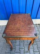 ANTIKER SPIELTISCH NUSSBAUM FRANKREICH UM 1900 MIT INTARISEN