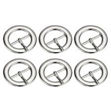 6Pcs 0.94" Single Prong Belt Buckle Round Center Bar Buckles for Belt, Silver