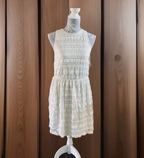 Falmer Heritage Boho Cream Lace Short Sleeveless Dress Sz 12 Festival Fairycore