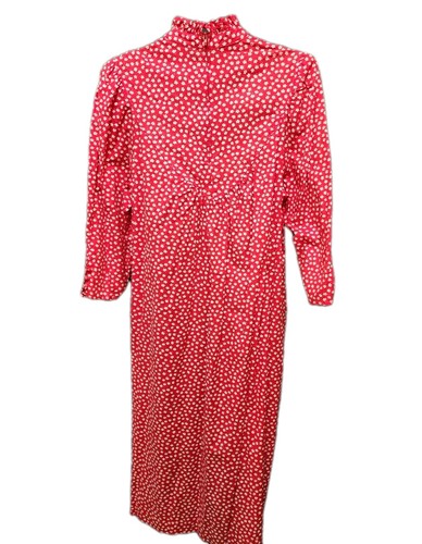 Vintage Dress Womens Red Floral Print Midi Cottage Prairie Whimsy Retro USA - Picture 5 of 8