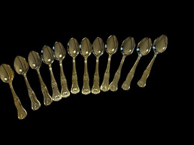 Vintage Gold Plated Small 5  Spoons Italy Ep Zing A800 Set Of 10-
