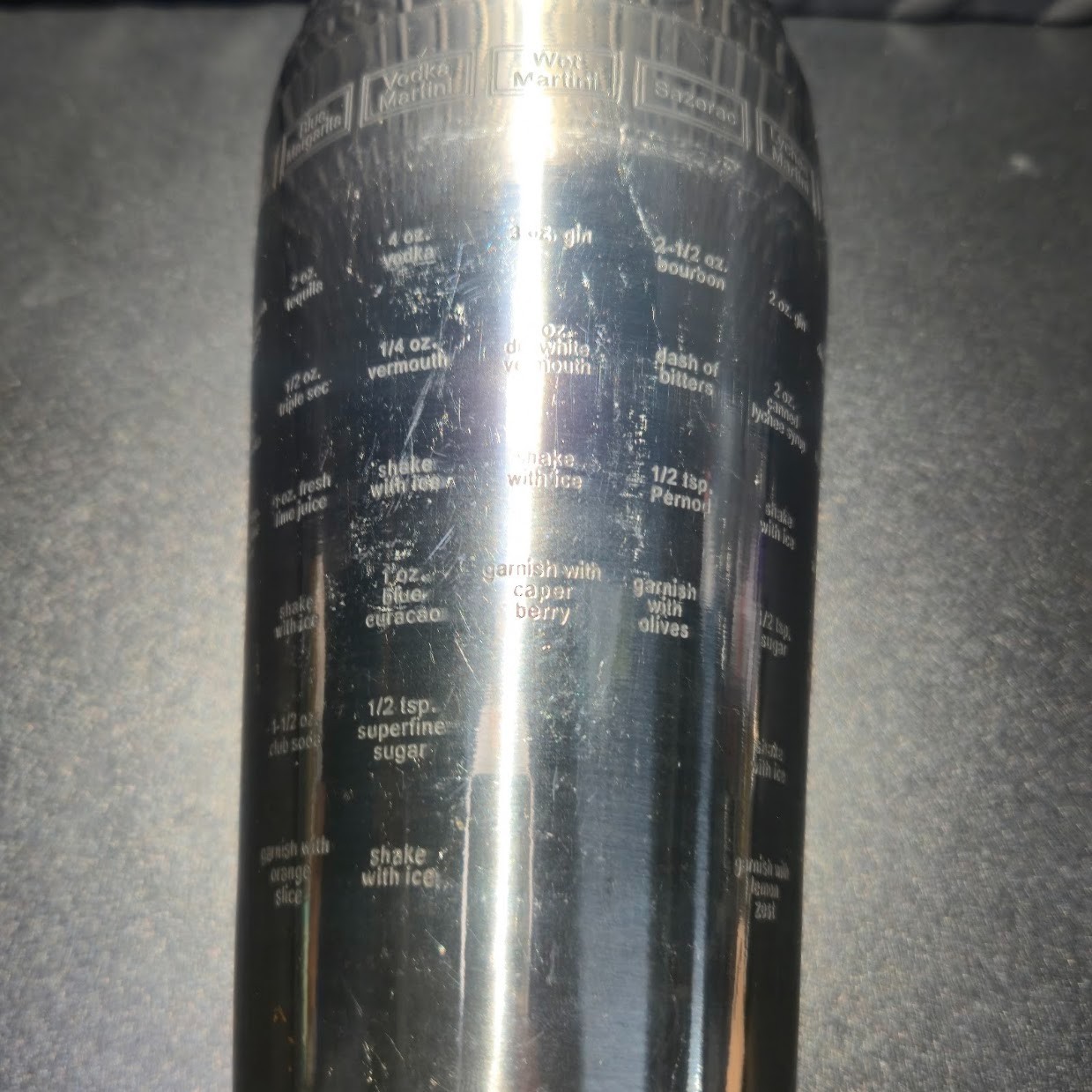 Martini Cocktail Drink Mixer Set w/ Drink Recipies Written On Shaker image 2
