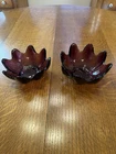 Amethyst Blenko Glass Small Lotus Bowls Pair of 2 Signed Richard Blenko 2000