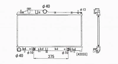 Радиатор для 05–07 Subaru Legacy Outback 2,5 л L4 автоматический однорядный (с турбонаддувом) - Изображение 2 из 4