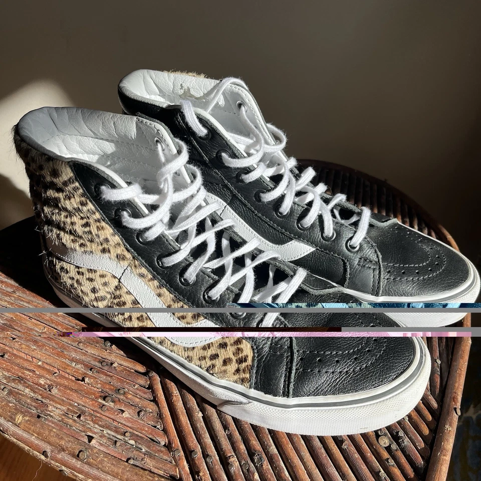 Zapatos altos Vans de cuero guepardo imitación piel M 9/W 10.5 Edgy Punk Grunge Skater Foto 3 de 4