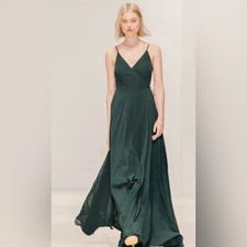 Jenny Yoo James Forest Green Chiffon Bridesmaid Gown Size 2 NWT