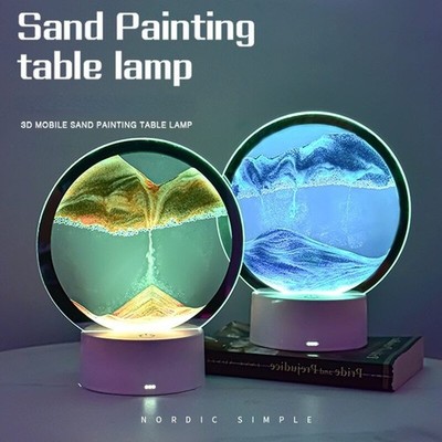 3D Moving Sands Scape Picture Night Light Flowing Sand Table Lamp Relaxing Toys
