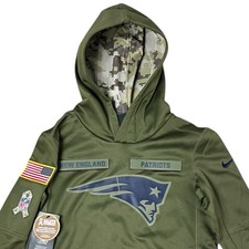 Nike New England Patriots Salute to Service Hoodie Youth M Green Sweatshirt USA