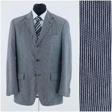 Italian Summer Blazer 40R BERTO LUCCI UK Size Striped Cotton Sport Coat Jacket